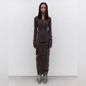 Rick Owens Gonna In Maglia Double Boner Pillar Dark Dust Skirt